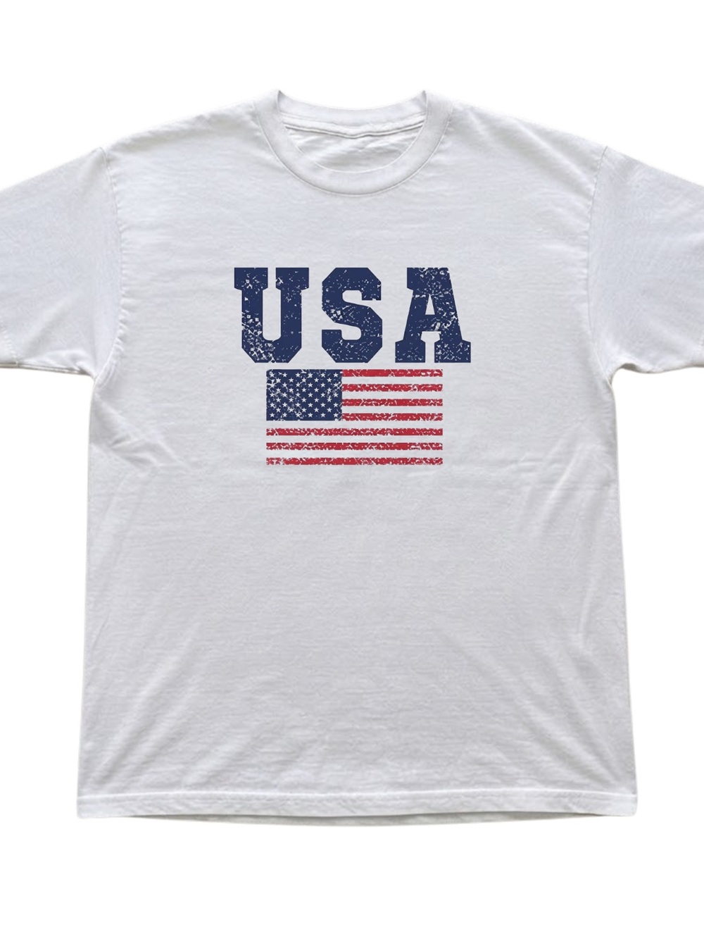 USA American Flag Distressed Print Gildan T-Shirt